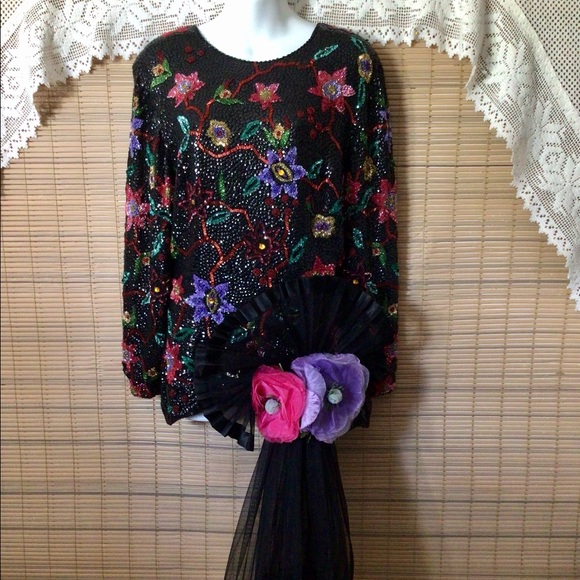 Stunning beaded, sequins, 💯% silk - Picture 6 of 16